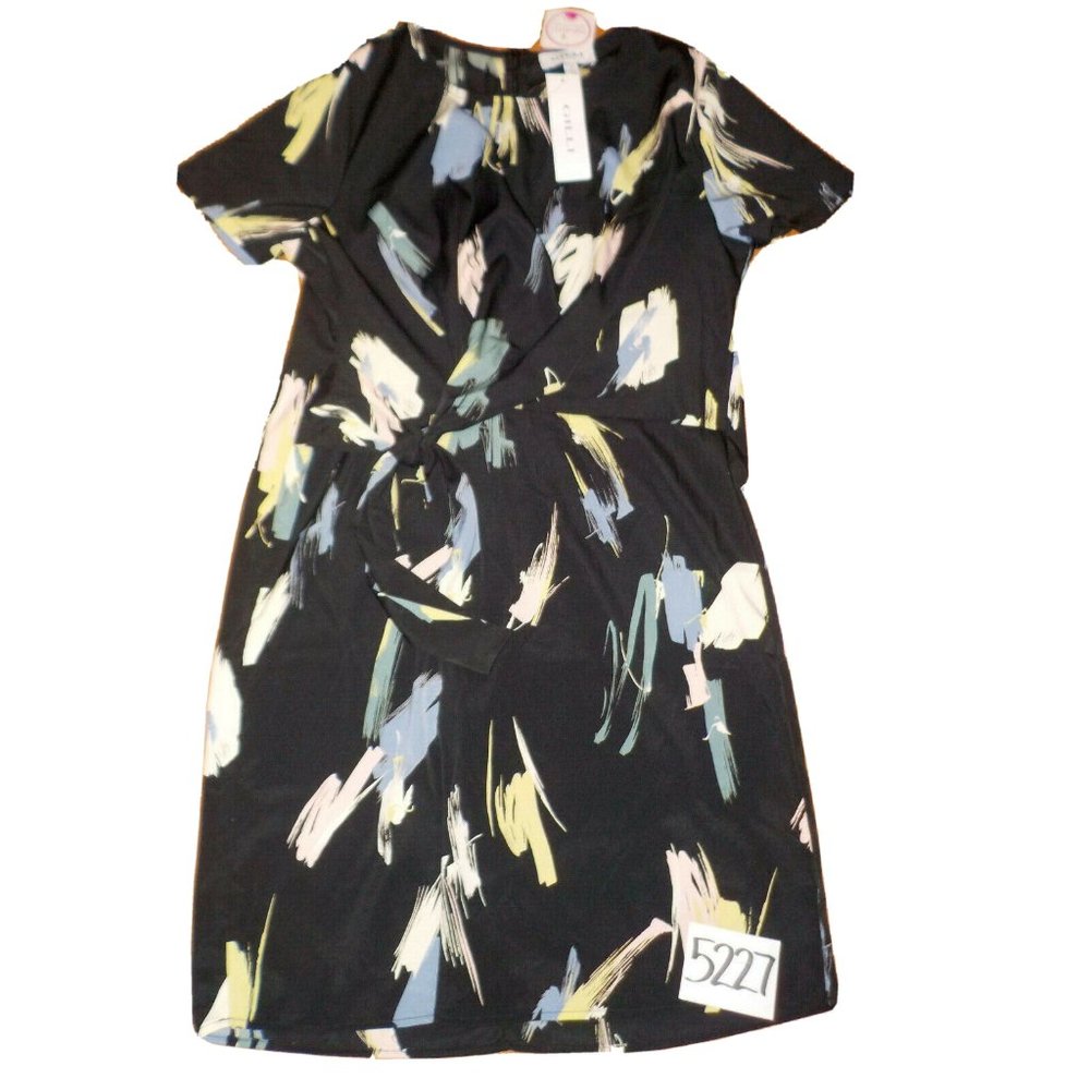 NWT Womens Gilli Black Multicolor Paint Brush Dress / Long Top Blouse Sz Medium